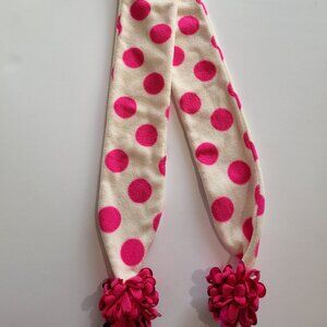 Gap Kids Scarf White with Pink Polka Dots Sequin Ends One Size Fits Most